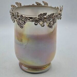 Nanette Lepore Candle Ex-Large Pearlescent Iridescent Glass Decorative Rim Bling